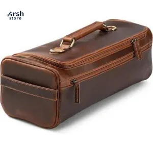 Full Grain Leather Chef Knife Bag 17x15 Large Culinary Storage Case Carrier Box