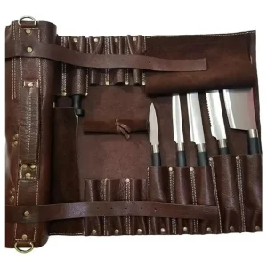 Leather Chef Knife Roll Bag Professional Knife Storage Case Holder Organizer