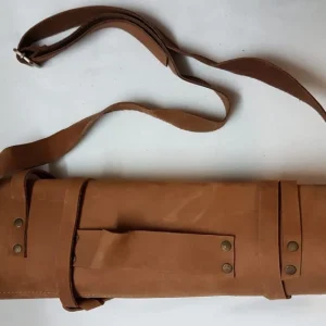 Vintage Tan Genuine Leather 10 Pockets Chef Knives Bag/Roll