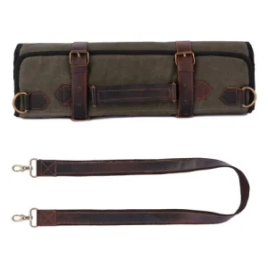 Handmade 9 Pockets Waxed Leather Knife roll, Tool Holder, Storage Bag